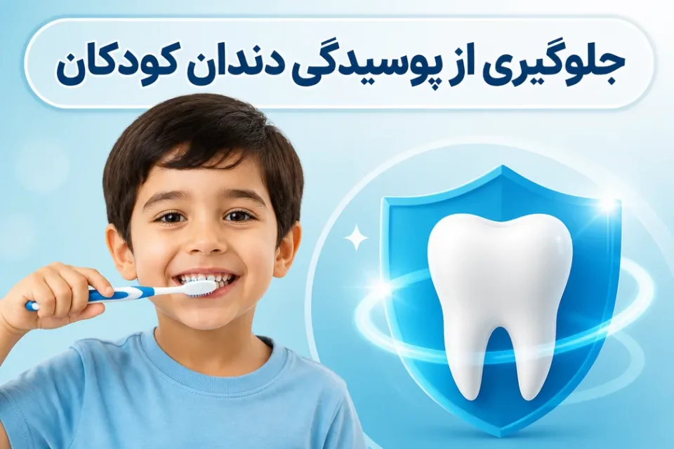 نمای توضیحی درباره نقش مسواک زدن در پیشگیری از پوسیدگی دندان کودکان